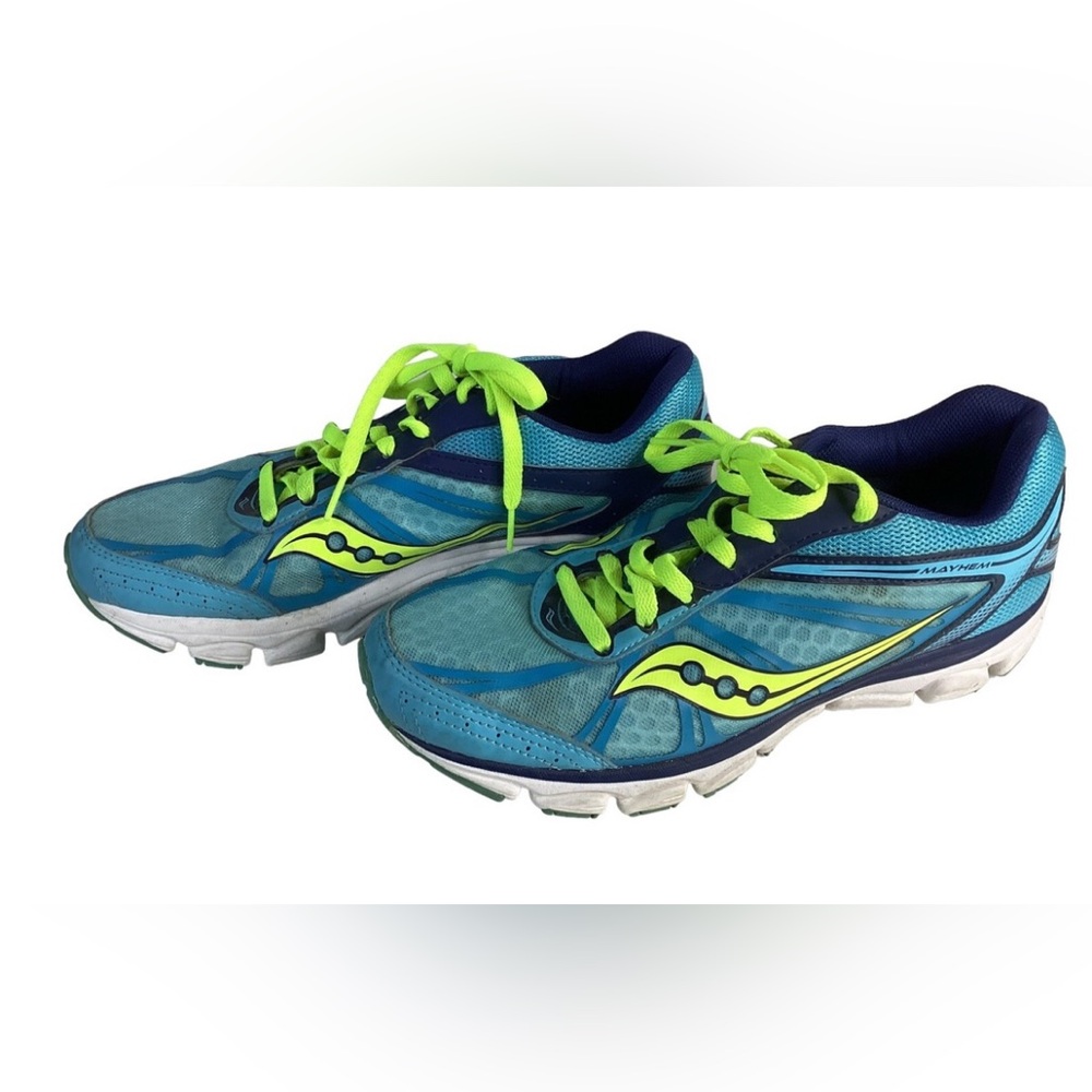 Saucony Womens Freedom Turquoise Blue Yellow Running Shoes Sneakers Size 9.5